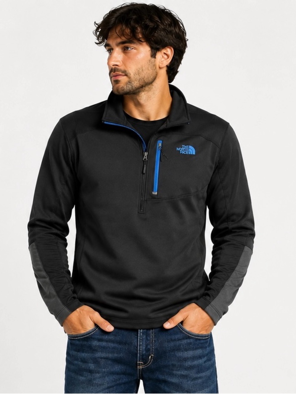 The North Face Men’s XL Black WindWall 1/4 Zip Fleece Lined Pullover